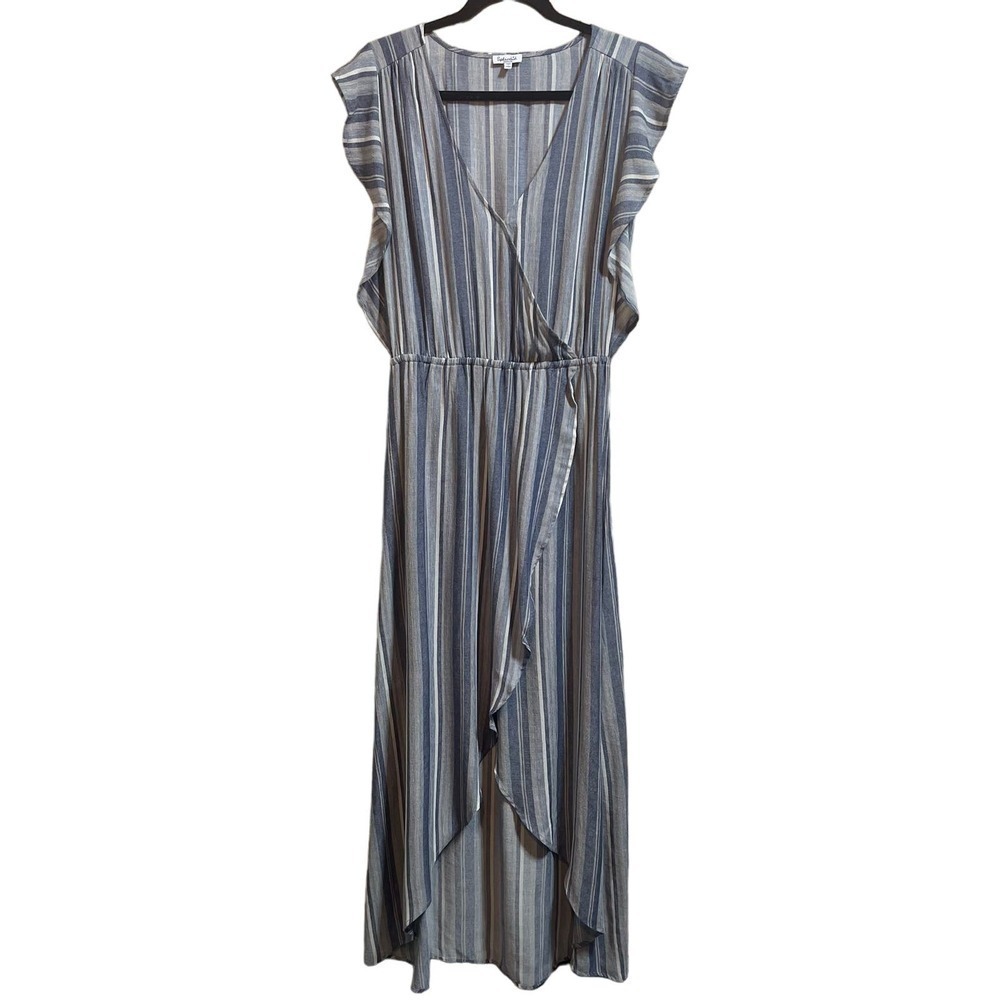 Splendid Linen Blend Faux Wrap High Low Maxi Dress Women’s Sz Medium